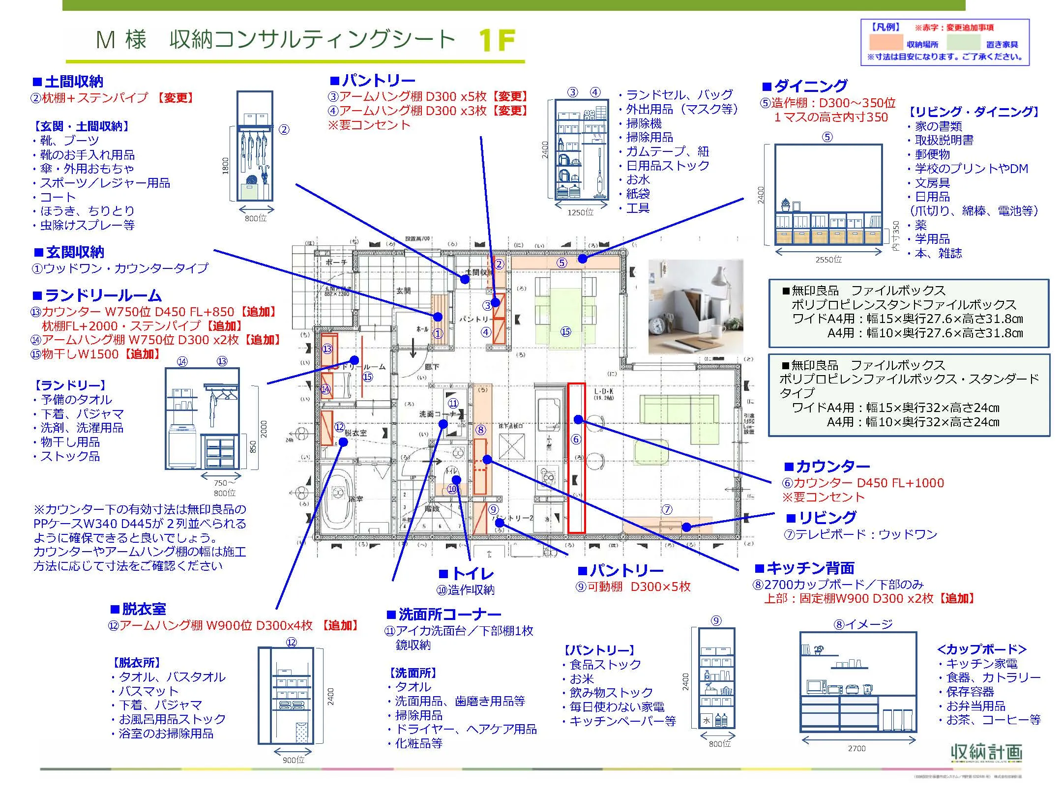 M様の収納コンサルティングシート